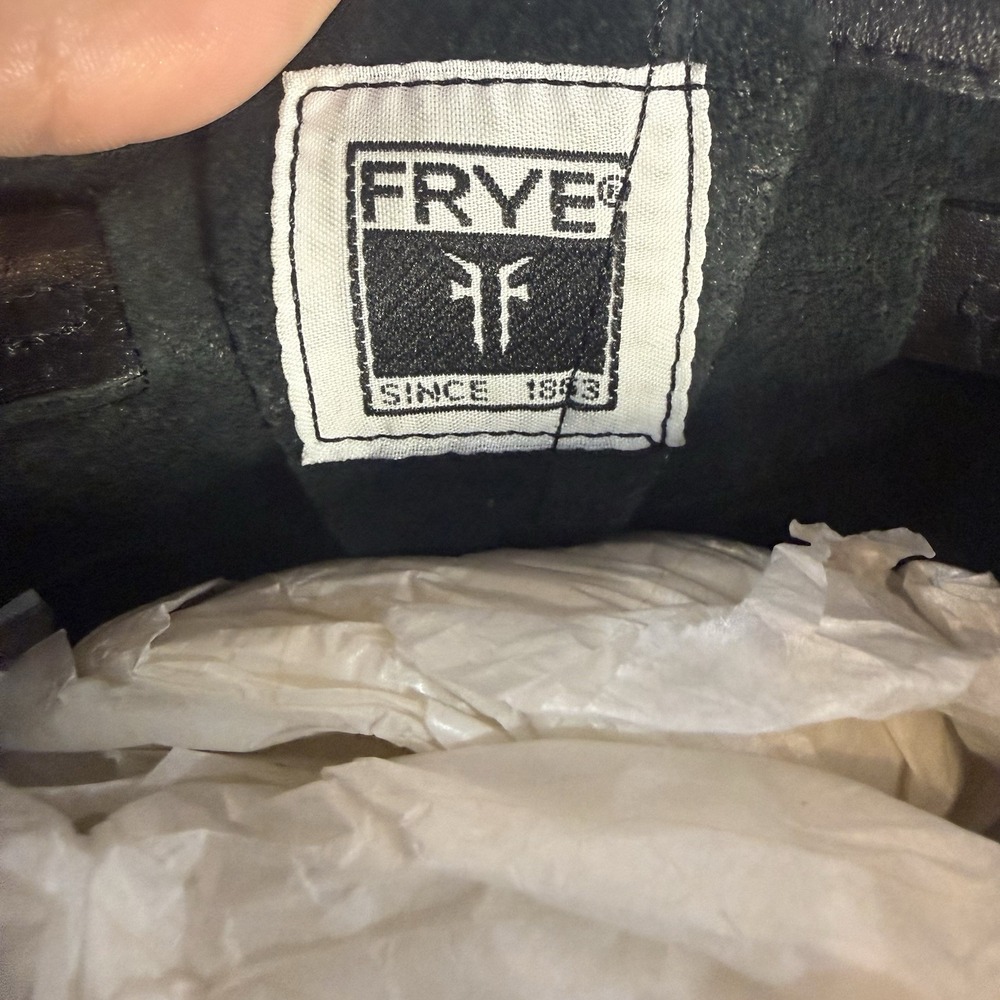 Frye Veronica Shortie Boots Womens 7.5 Black Leather Engineer Moto Biker Harness - Picture 13 of 16